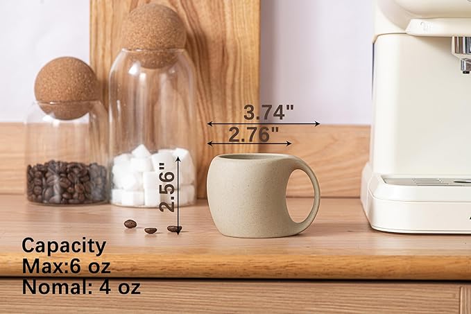 Cute Small Coffee Cups, Double Espresso Cup, 4 oz, Neutral Beige, Mini Coffee - Image 2