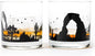 Black Lantern Desert Landscape Whiskey Glasses - Hand-Printed Rock Glass Set - Dishwasher Safe Tumbler Glass Set Set of 2 11oz. Glasses