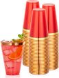 Goodluck 50PCS 14oz Red and Gold Plastic Cups by GoodLuck