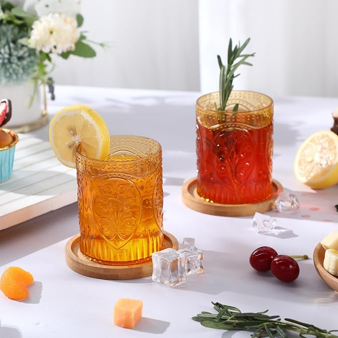 Qinyoung 48 Plastic Vintage Drinking Glasses 8.5oz Stemless Retro Embossed Wine - Image 5