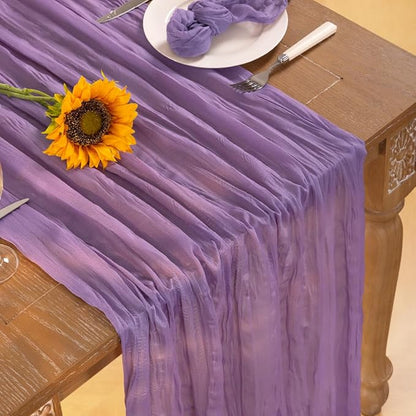 DeZerlor Purple Cheesecloth Table Runners 6 Pack Summer Boho Runners | - Image 5