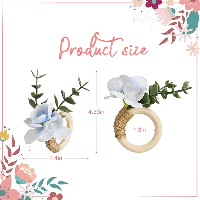 Handmade Floral Napkin Rings, Hydrangea & Eucalyptus Leaf Spring Decoration - Image 9