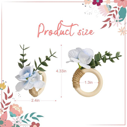Handmade Floral Napkin Rings, Hydrangea & Eucalyptus Leaf Spring Decoration - Image 9