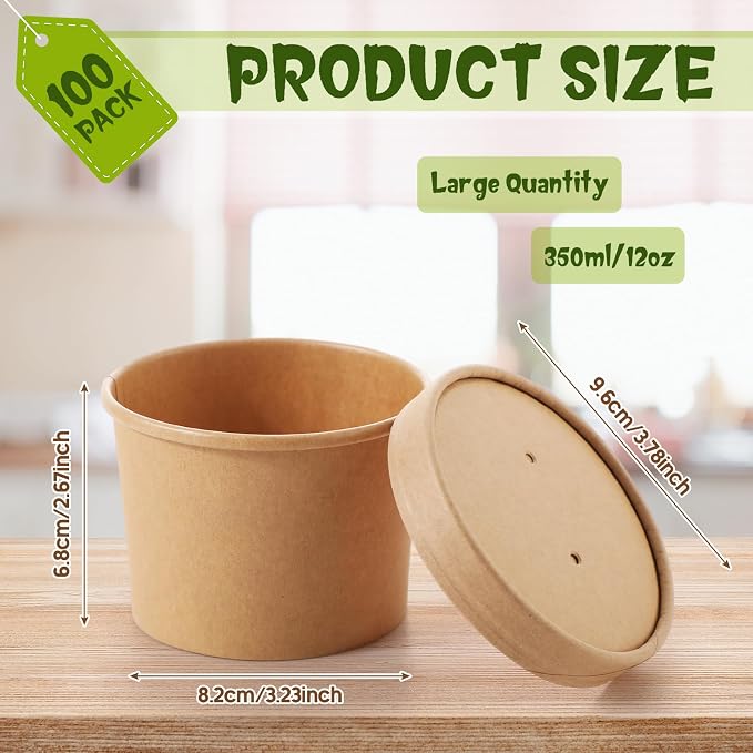 Fulmoon 100 Pack Paper Soup Containers - Image 2