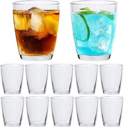 QAPPDA 7 Ounce Juice Glasses, Stackable Drinking Glass Set of 12, Mixed Drinks by QAPPDA