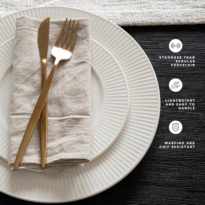 New Bone China 12 Piece Dinnerware Set, Santorini Collection, Daily Use China - Image 3