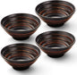 YUN TAO Ramen Bowl Set, 35 Oz Large Black Ceramic Ramen Bowls Set of 4 by YUNTAO