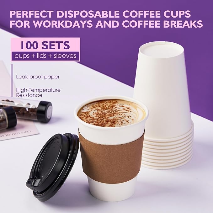 12 oz 50 Pack Disposable Coffee Cups - Image 5