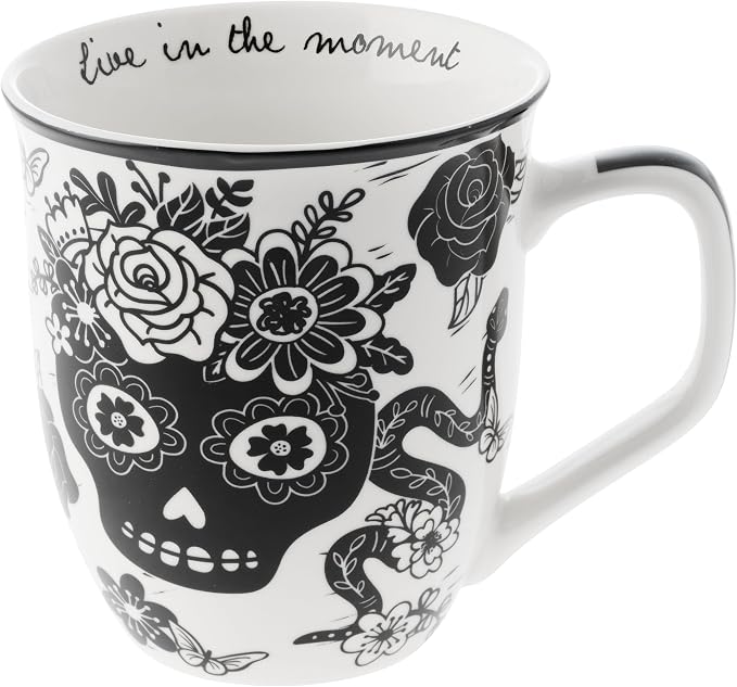Karma Gifts 14 oz Black and White Boho Mug Sugar Skull by KarmaGifts