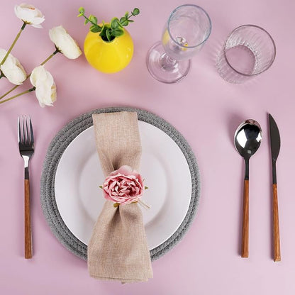 Handcraft Flower Napkin Rings Set of 12, Valentine's, Thanksgiving - Image 4