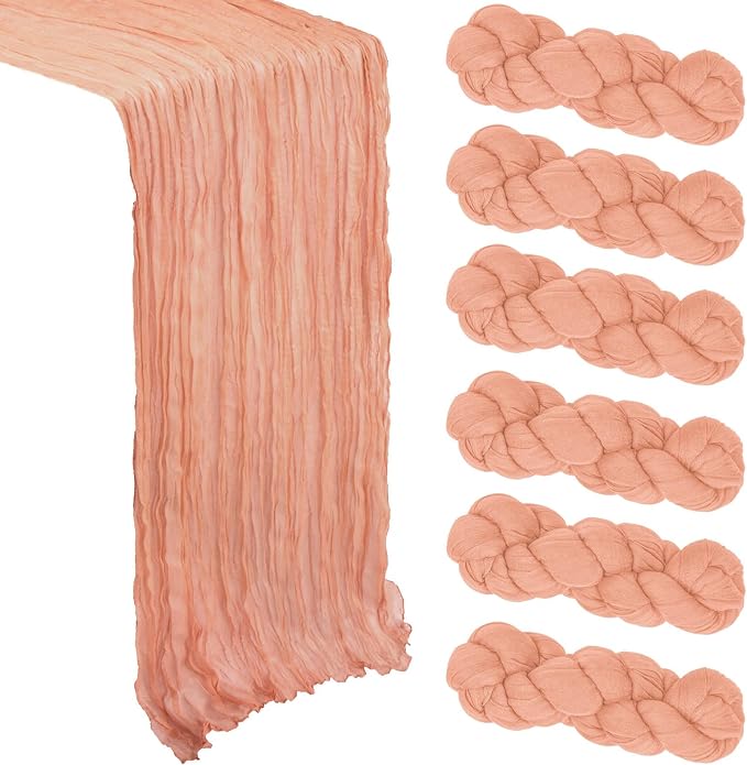 6 Pack Coral Cheesecloth Table Runner 10Ft Gauze Cheese Cloth Table Runner by Heneger