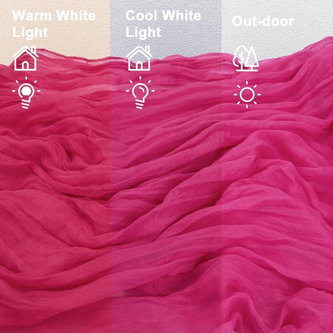 3Pcs Hot Pink Cheesecloth Table Runner Wedding Baby Shower Home Decor | 35x120 - Image 7