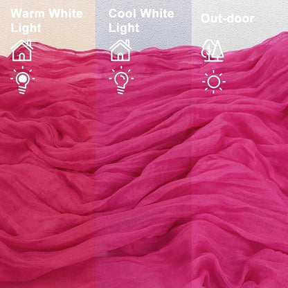 3Pcs Hot Pink Cheesecloth Table Runner Wedding Baby Shower Home Decor | 35x120 - Image 7