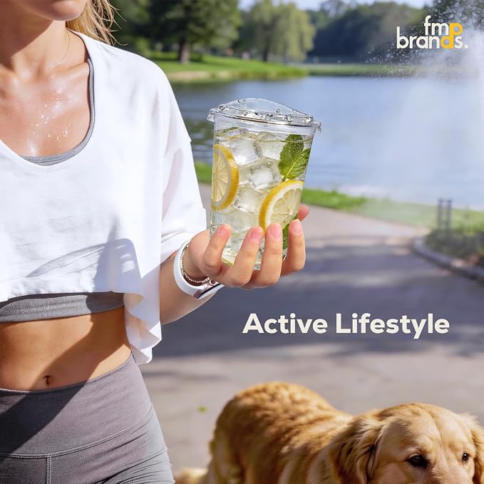 Fit Meal Prep 100 Pack 16 oz Round Bottom Clear Plastic Cups - Image 10