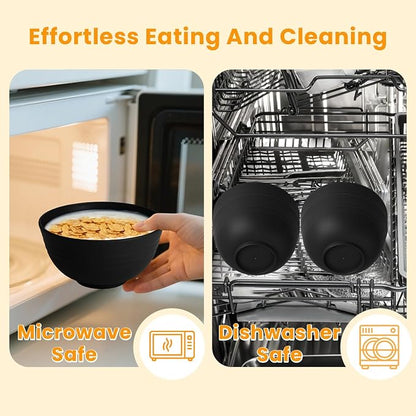 Cereal Bowls Wheat Straw Bowls for Dorm, Kitchen Bowls Set of 6 Unbreakable - Image 3