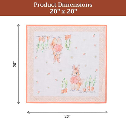 Maison d' Hermine Cloth Napkins Set of 4 100% Cotton Everyday Reusable Square Napkins Cloth Washable Dinner Party Wedding Restaurant Valentines Day Decorations Spring/Summer (Bunny Party, 20" x 20")