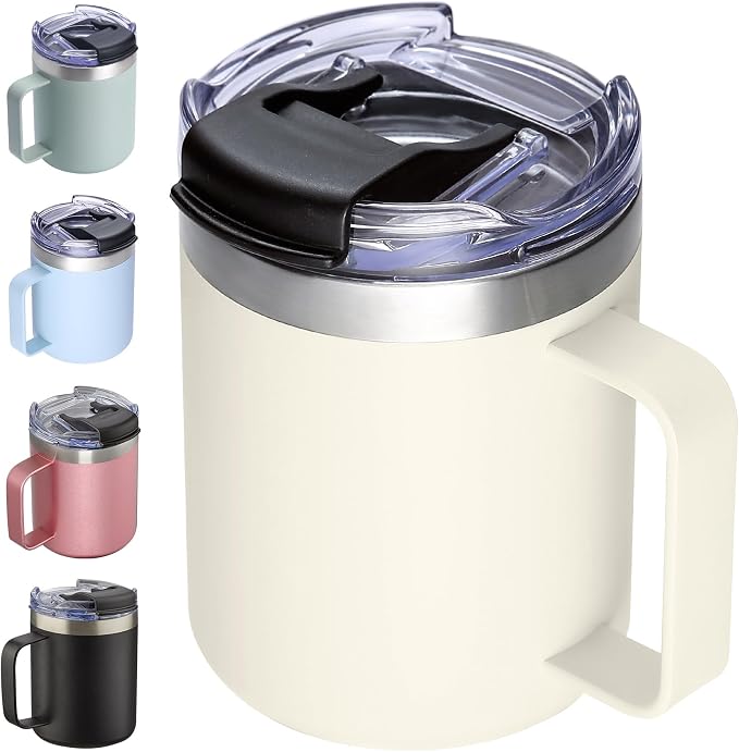 12oz Insulated Travel Coffee Mug by ALOUFEA