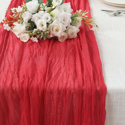 Efavormart 10ft Red Gauze Cheesecloth Table Runner - Image 8