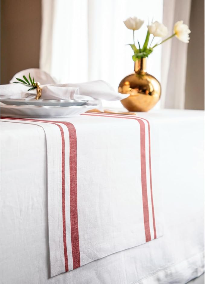 Solino Home 100% Pure Linen Table Runner, 14 x 60 in, console and side tables; - Image 2