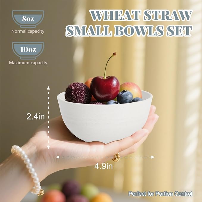 Unbreakable Wheat Straw Small Bowls 10 OZ Dessert Bowls Set of 6 Mini Bowl - Image 2