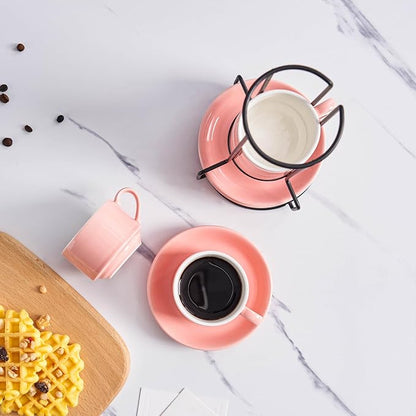 YOLIFE 2.5oz Espresso Cups Set of 4, Porcelain Stackable Espresso Cups - Image 3