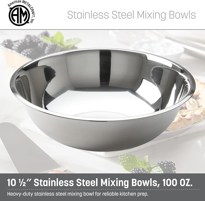 American METALCRAFT, Inc. SSB400 Stainless Steel Mixing Bowl, 10.5' Diameter - Image 2