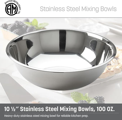 American METALCRAFT, Inc. SSB400 Stainless Steel Mixing Bowl, 10.5' Diameter - Image 2