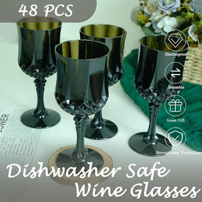 48Pack Plastic Wine Glasses, 7oz Vintage Goblets - Image 4