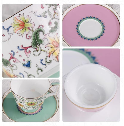 KAMMAK Ceramic Coffee Cups Saucers Set of 2, Porcelain Espresso Cups - Image 4