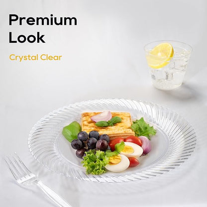FOCUSLINE 7 Inch Clear Plastic Plates, Premium Hard Plastic - Image 3