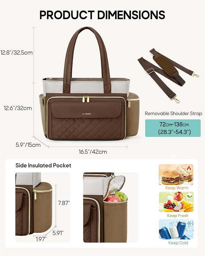 RAINSMORE Teacher Bag for Women, 15.6" Laptop Work Tote, 40oz Cup Holder | - Image 5
