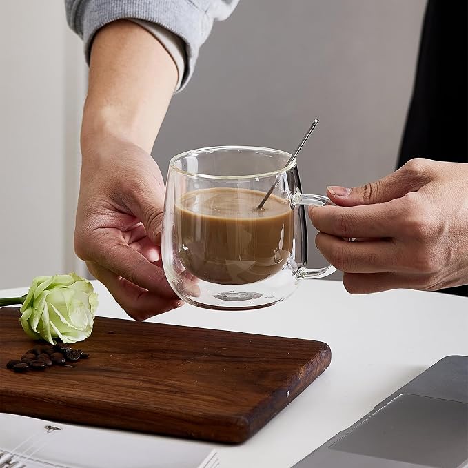 Double Wall Glass Coffee Mugs 10 Oz - Image 5