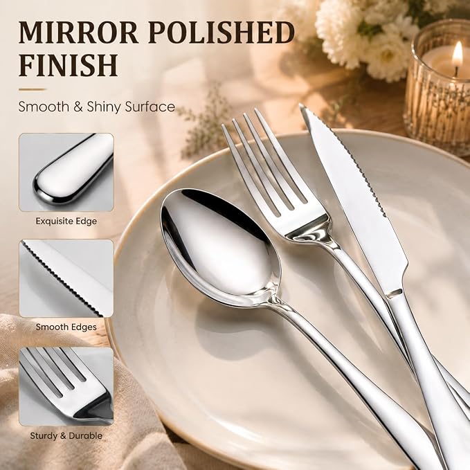 48-Piece Silverware Set with Steak Knives - Image 3