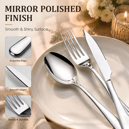 48-Piece Silverware Set with Steak Knives - Image 3