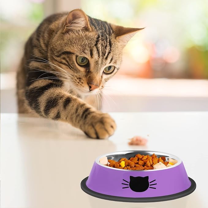 Serentive 3 Pcs Non-Slip Stainless Steel Small Cat Food Bowls - Image 6