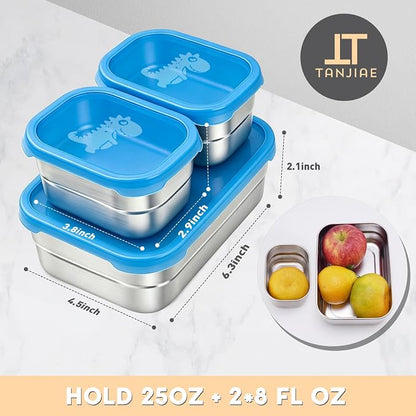 3 CUP+1 CUP Stainless Steel Lunch Snack Containers Set | Leak Proof 304 - Image 2