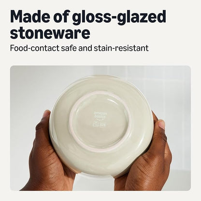 Amazon Basics Glazed Stoneware Bowls, 4-Piece Set, Microwave and Dishwasher-Safe - Image 3