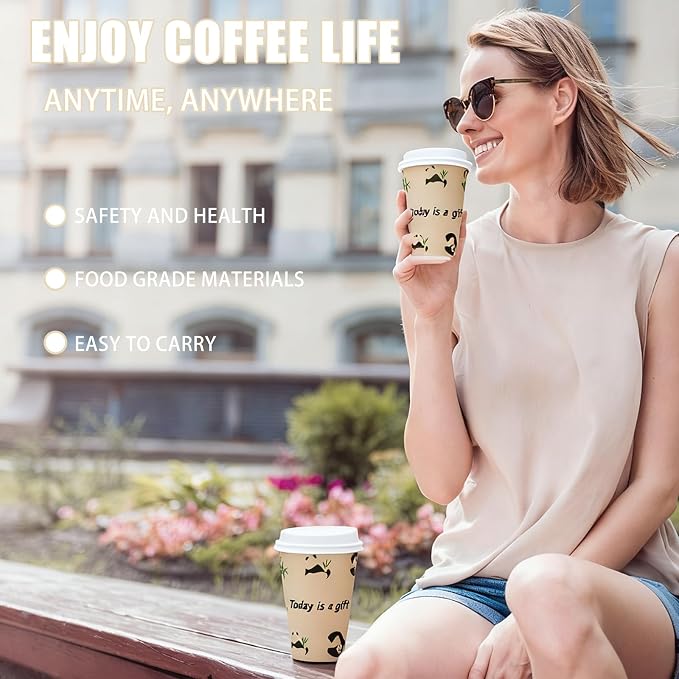 10 OZ 25 Pack Disposable Cups Paper Coffee Cups - Image 3