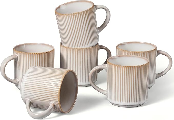 E-far 12 oz Coffee Mugs Set of 6, Stoneware Coffee Cups by E-far