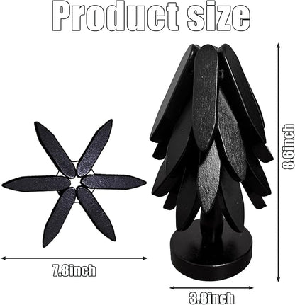 Natural Foldable Black Walnut Wooden Trivet Set - 4 Trivets + 1 Stand for Hot Dishes, Pot, Bowl, Teapot, Hot Pot Holders (White ﻿)