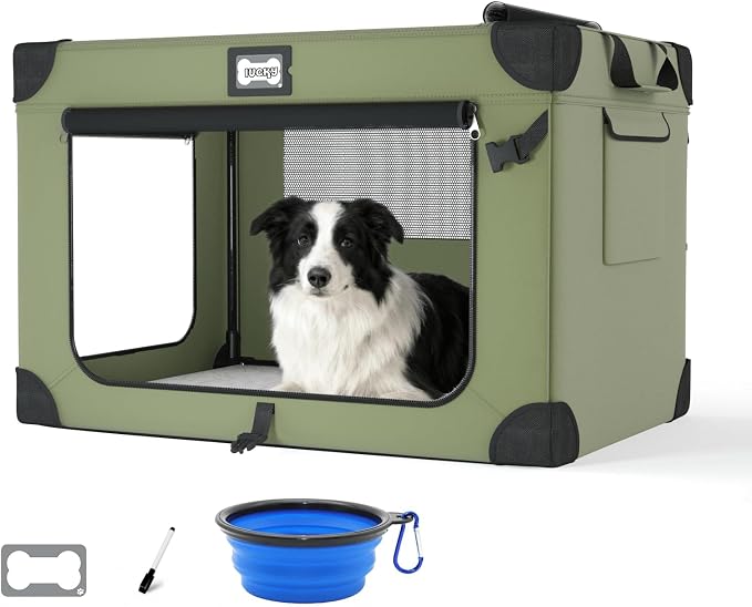 36 Inch Soft Collapsible Dog Crate Green by Unknown