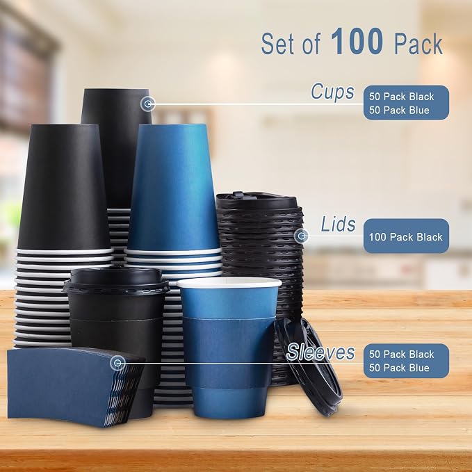 SIUQ 100 Pack 12 oz Coffee Cups - Image 8