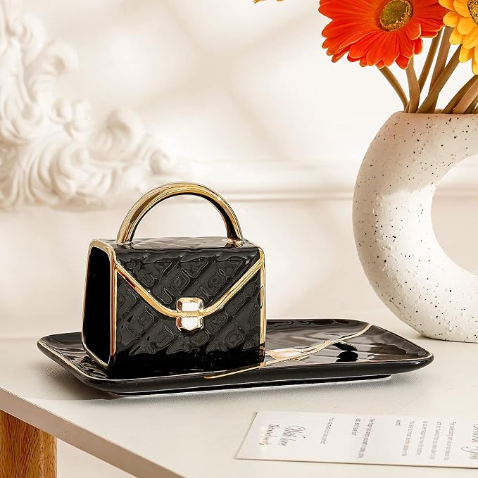 Zubebe 1 Set Coffee Mug Elegant Handbag Shaped Cup Modern Ceramic Purse Mug - Image 3