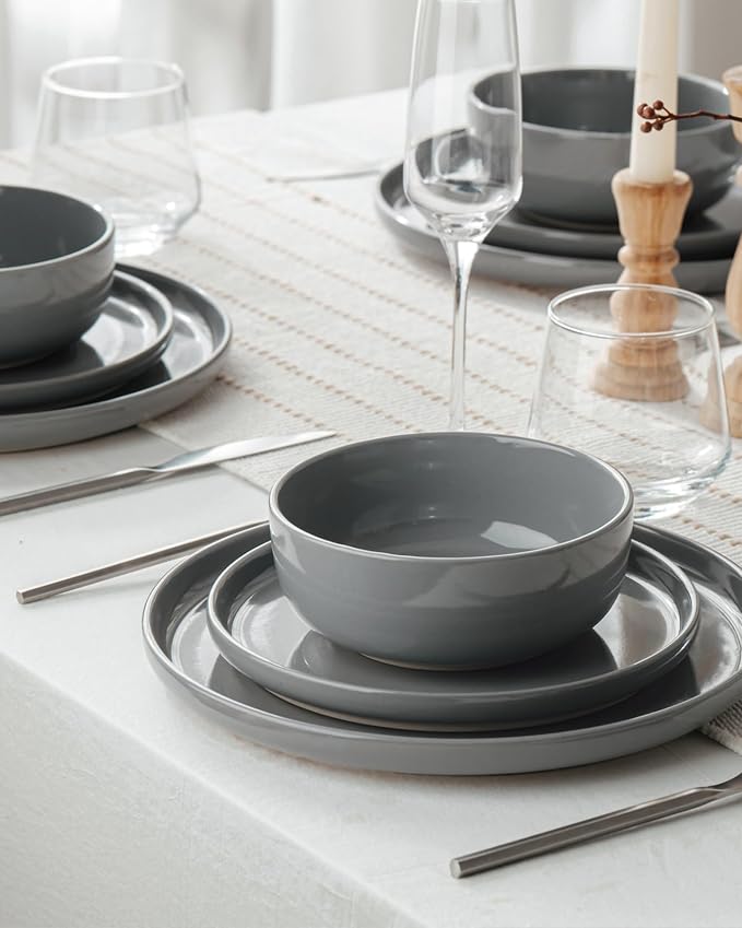 Famiware Milkyway 18-Piece Stoneware Dinnerware Set, Dark Gray | Plates and - Image 3