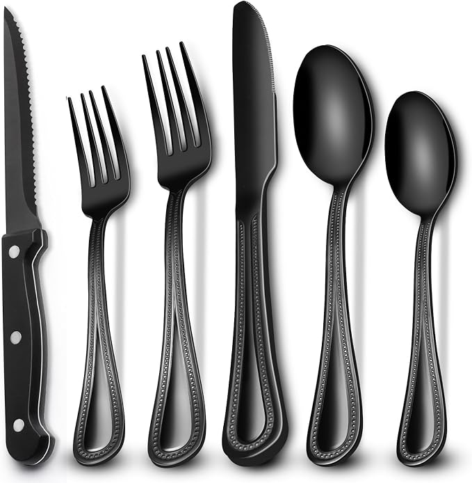 EWFEN 24-Piece Black Silverware Set by EWFEN