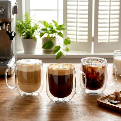 6 Pack Double Wall Glass Mugs 12 oz, Insulated Clear Coffee Cups - Image 5