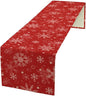 Red Snowflakes Christmas Table Runner, Seasonal Winter Holiday Kitchen Dining by SXXLDNG