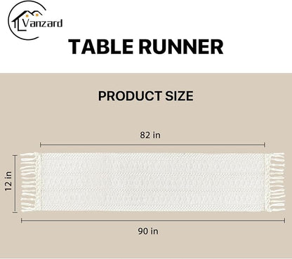 Macrame Table Runner Cream Beige Boho Table Runners - Image 3