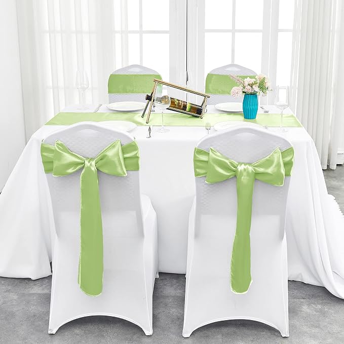 4-Pack Green Satin Table Runner 12 x 108 Inch Long Bright and Smooth Silk - Image 4