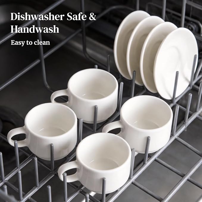 DOWAN 2.5 OZ Stackable Espresso Cups, Porcelain Coffee Cups - Image 7